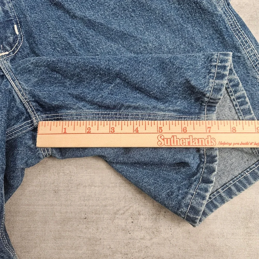 Vintage Carhartt B28 DST Mens Blue Denim Carpenter Shorts Hammer Loop Size 34